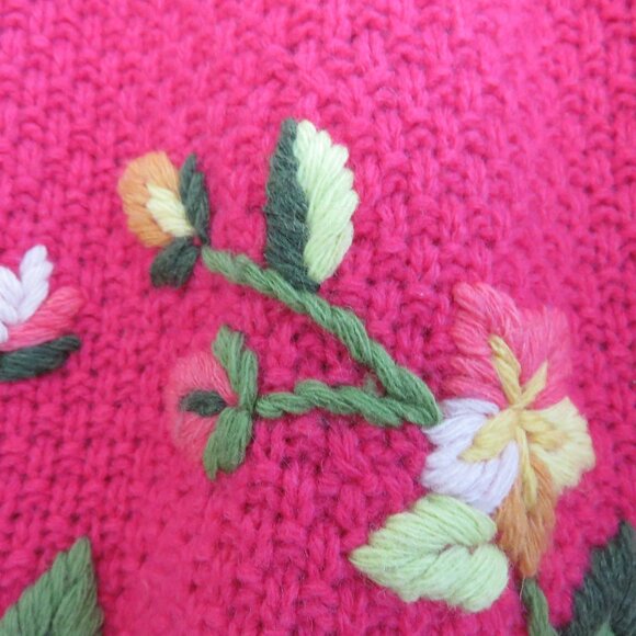 LOVESHACKFANCY Brighton Wool Blend Floral Knit Pink Cloak Cottagecore Coquette - Picture 15 of 16